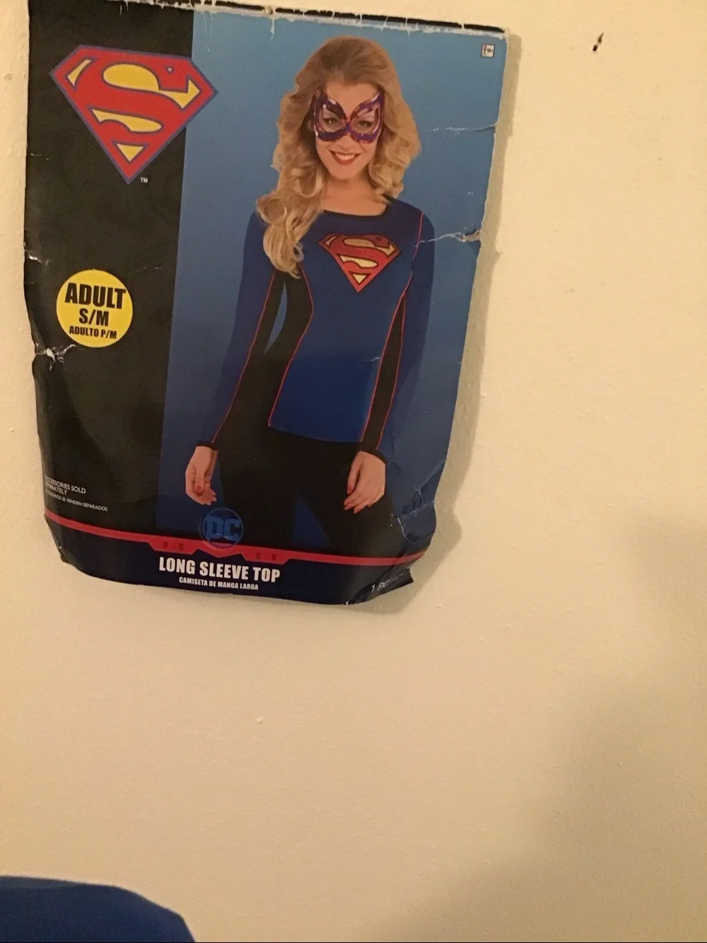Girls Supergirl-Inspired Blue and Red Superhero Costume Dress with Mask